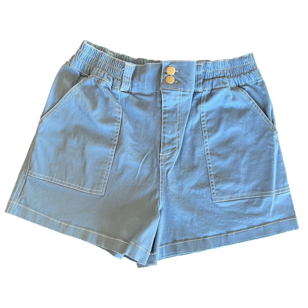 Better Together Womens High-Rise Utility Shorts Size XL Blue Y2K Retro